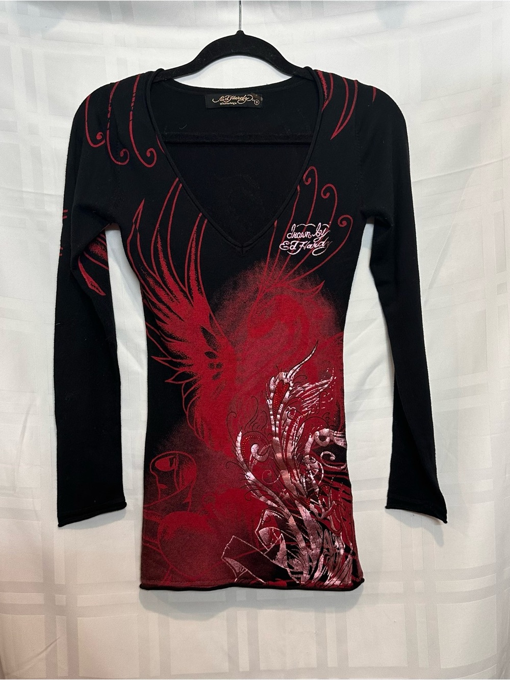 VTG Ed Hardy Phoenix Graphic Long Sleeve Top - Black & Red
Rhinestone Y2K Tee